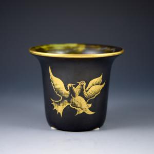 Colombelle - Vase in metallischem Schwarz und Gold - Gio Ponti, Richard-Ginori, 1931